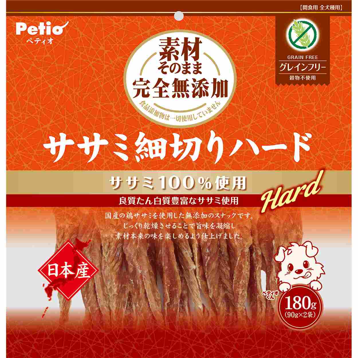 ペティオ 素材そのまま　完全無添加　ササミ細切りハード　180g