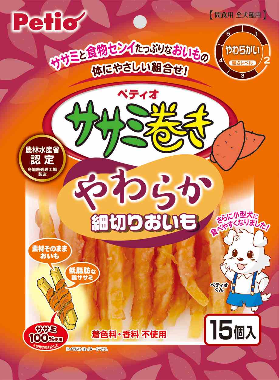 ペティオ ササミ巻き　やわらか細切りおいも 15個