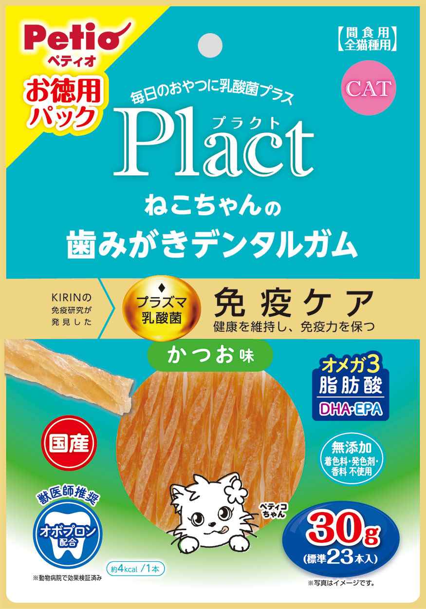 ペティオ プラクト　ねこちゃんの　歯みがきデンタルガム　かつお味 30g