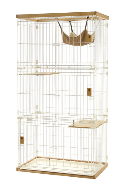 木製 お掃除簡単 キャットサークル ライトブラウン Mサイズ