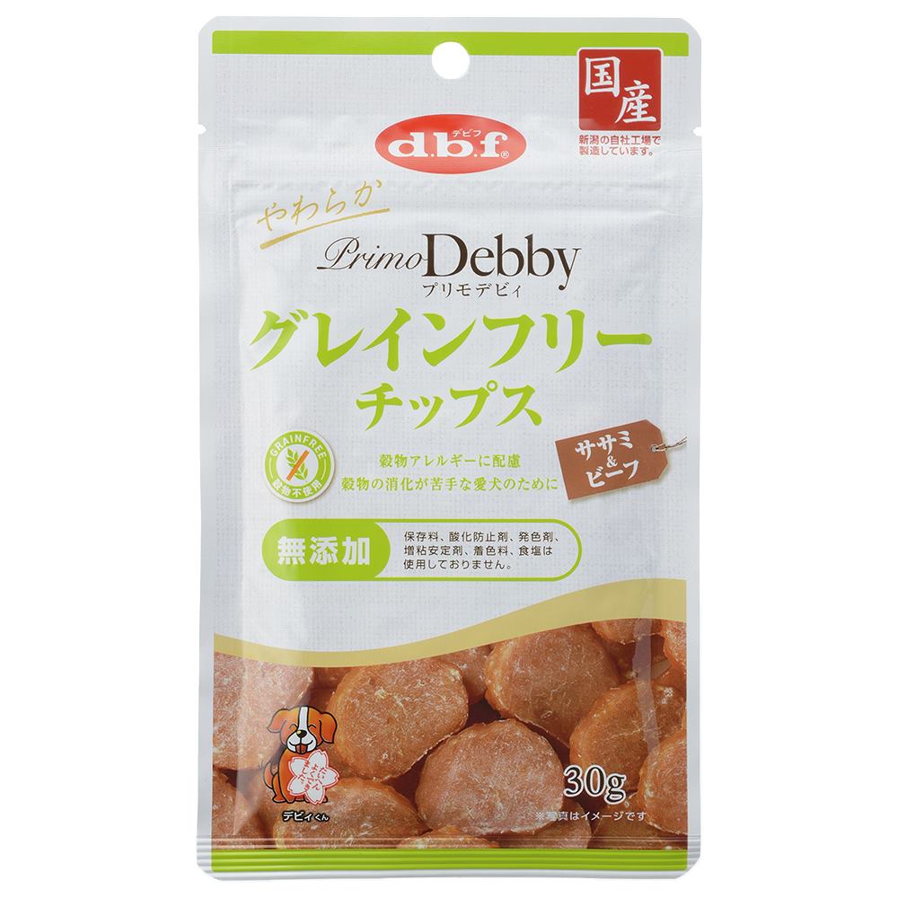 デビフ プリモデビィ　グレインフリーチップス　ササミ＆ビーフ 30g