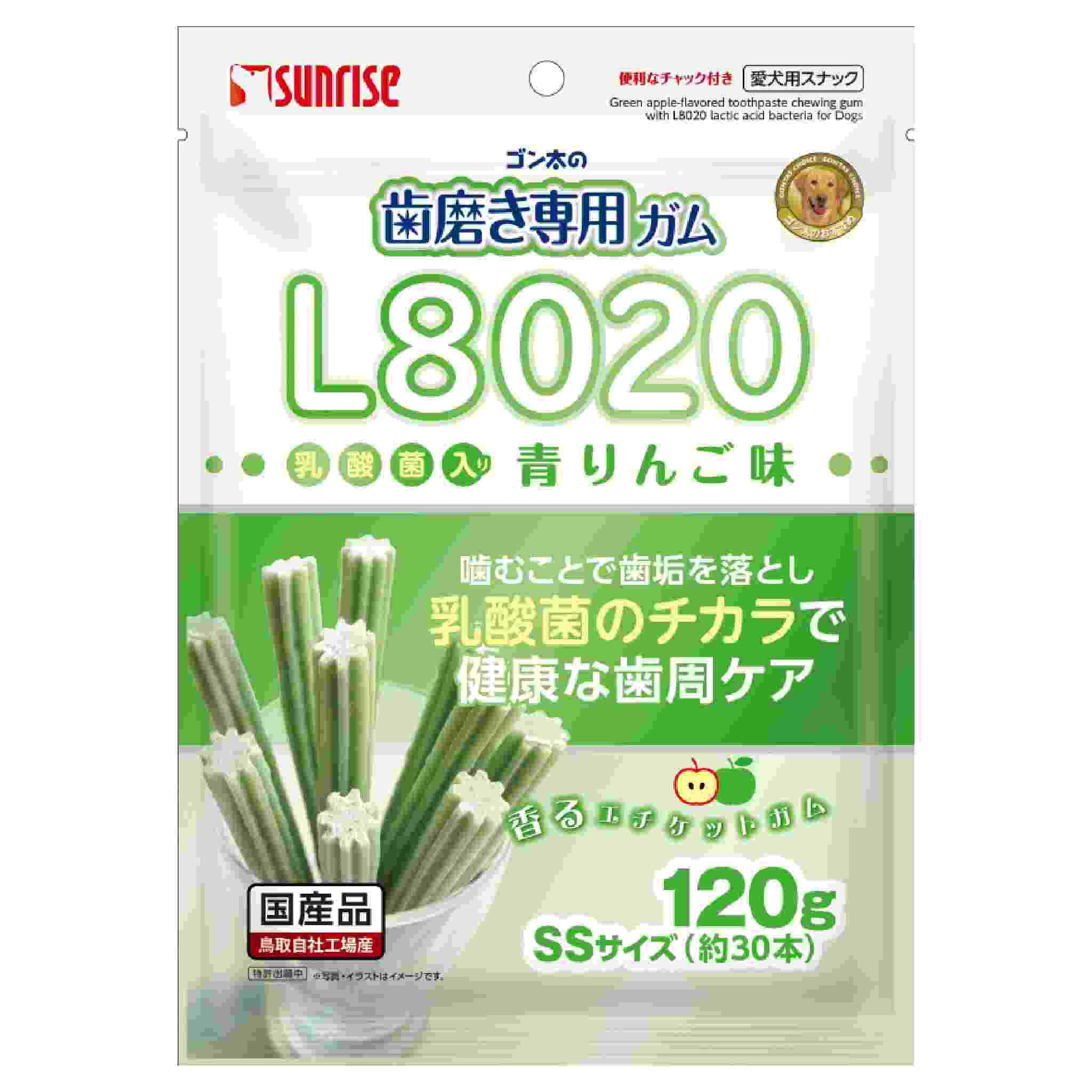 ゴン太の歯磨き専用ガムSSサイズ　L8020乳酸菌入り　青りんご味　120g