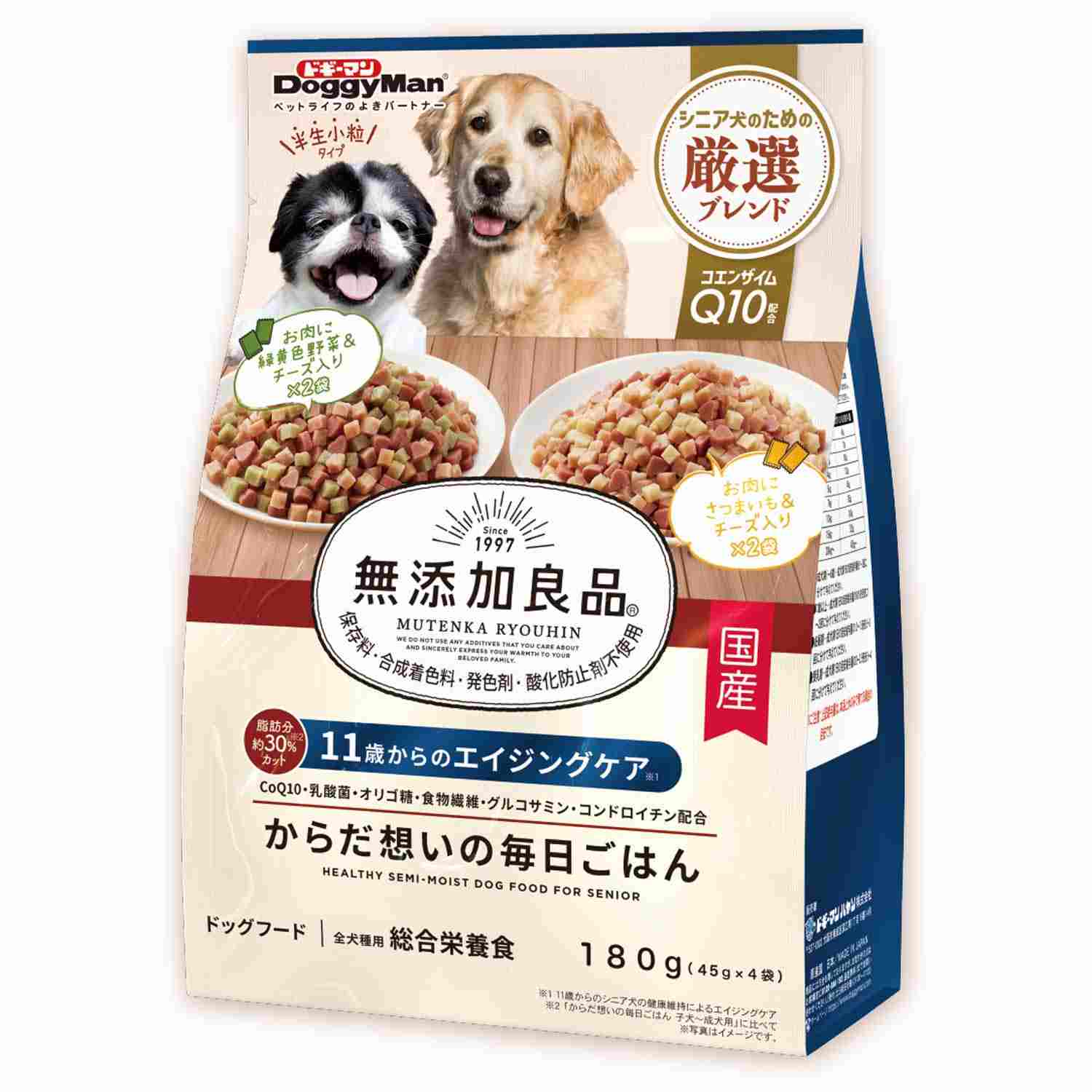 ドギーマン 無添加良品 からだ想いの毎日ごはん 11歳からのエイジングケア 180g(45gX4)