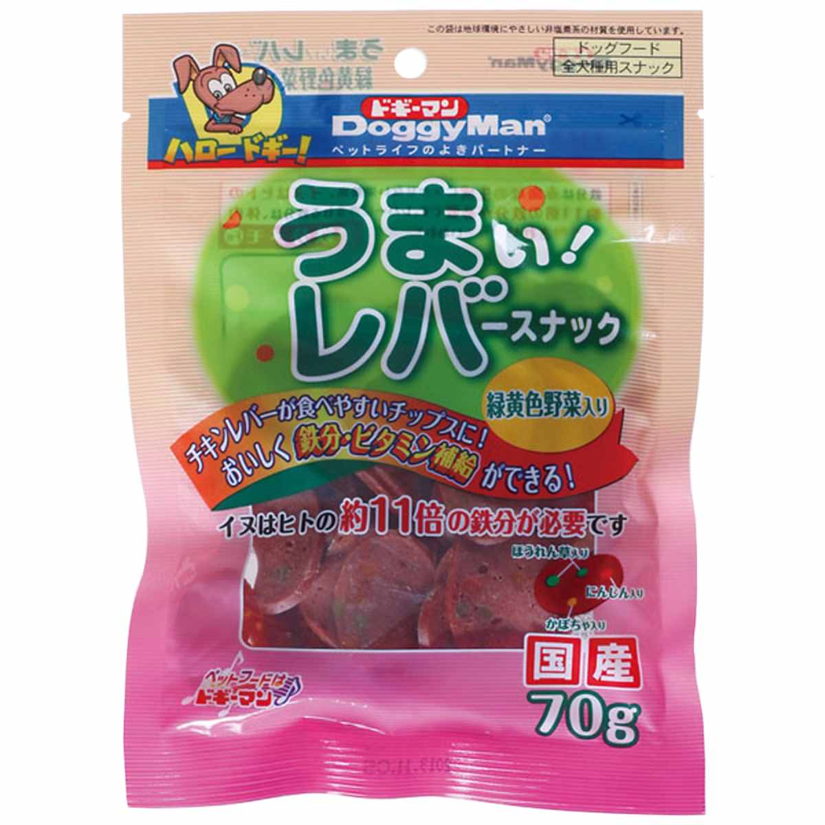 ドギーマン うまい!レバースナック　緑黄色野菜入り 70g