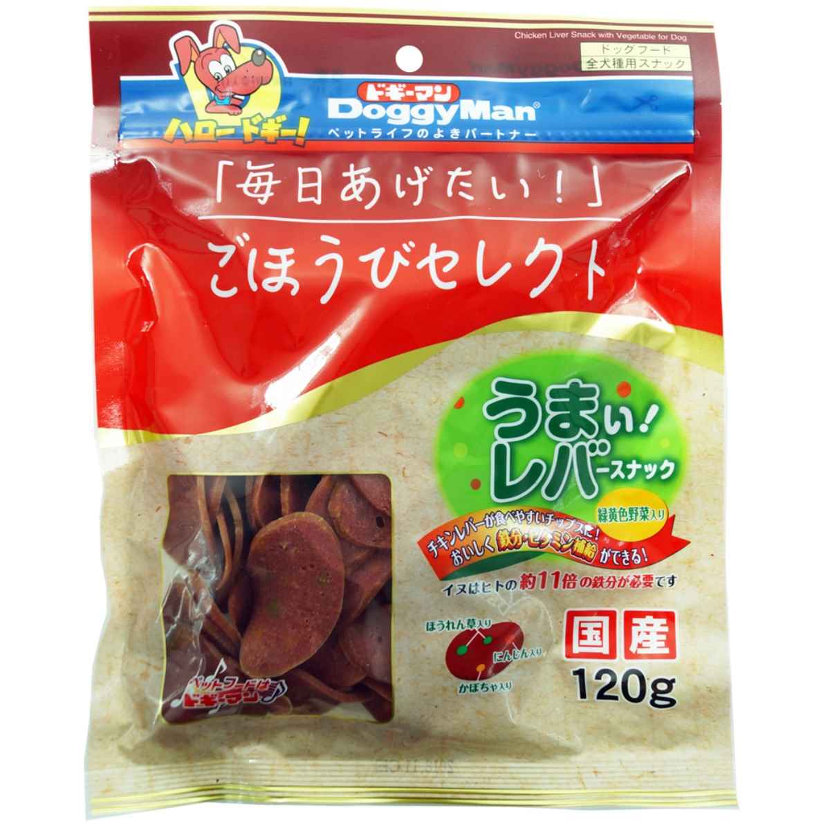 ドギーマン ごほうびセレクト　うまい!レバースナック　緑黄色野菜入り 120g