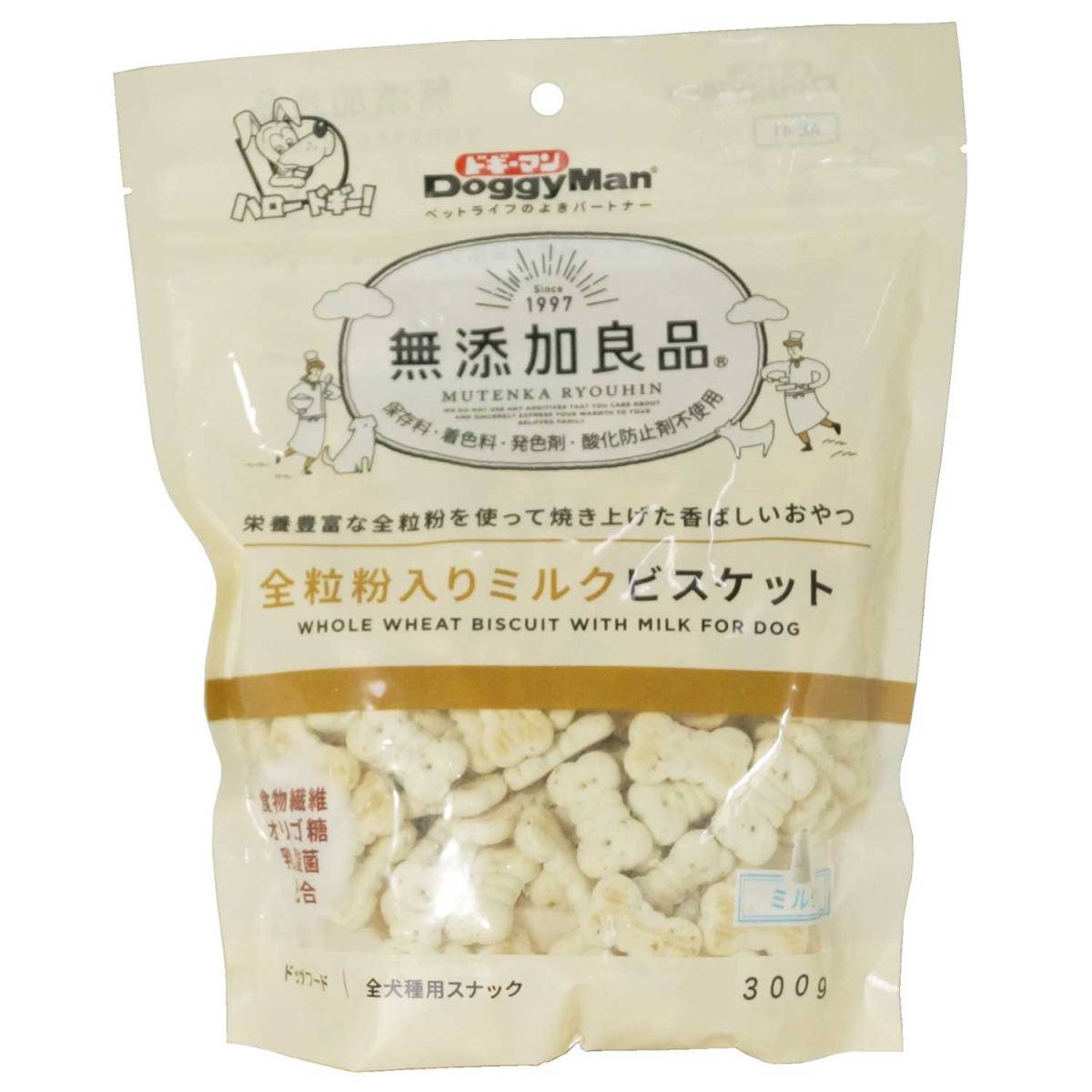 ドギーマン 無添加良品　全粒粉入りミルクビスケット 300g