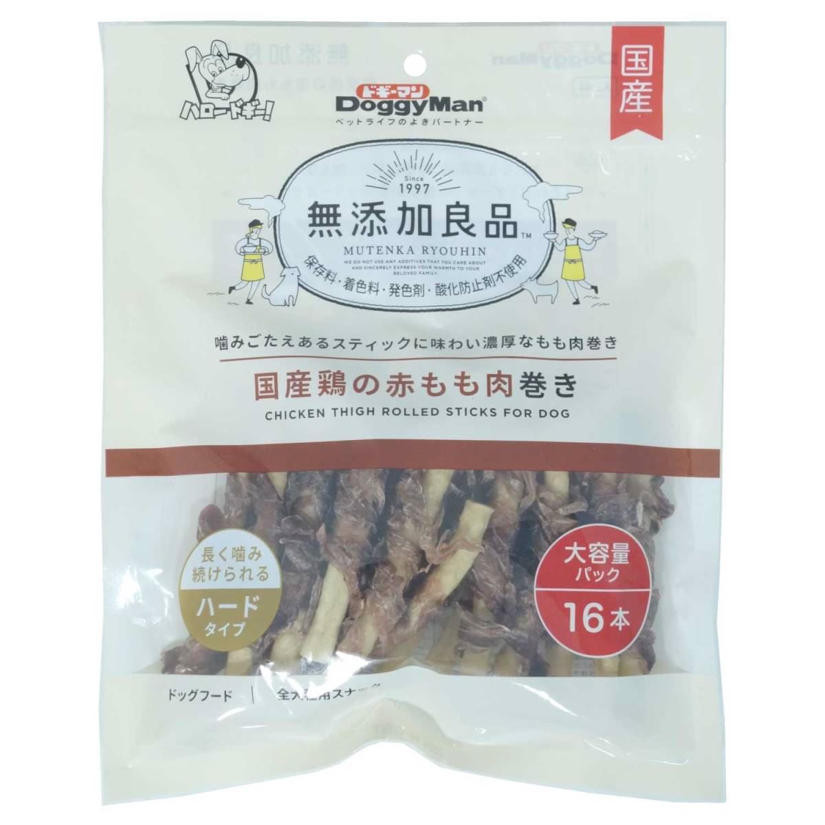 ドギーマン 無添加良品　国産鶏の赤もも肉巻き 16本
