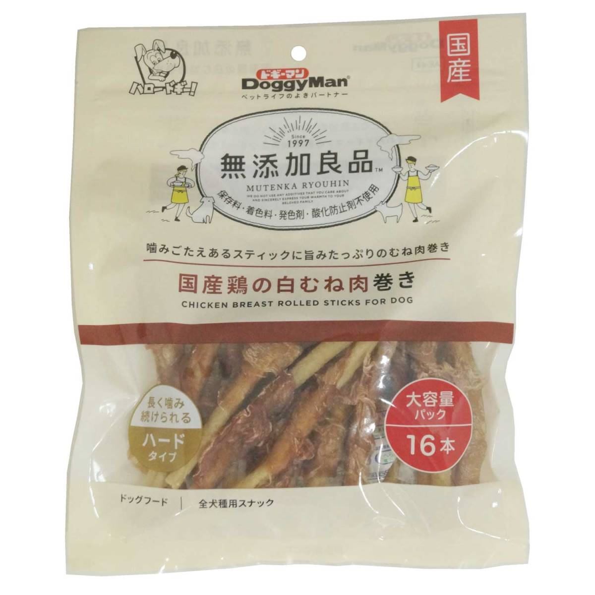 ドギーマン 無添加良品　国産鶏の白むね肉巻き 16本