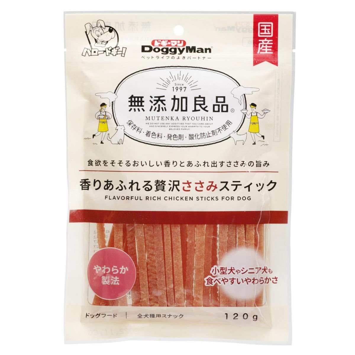 ドギーマン 無添加良品　香りあふれる贅沢ささみスティック 120g