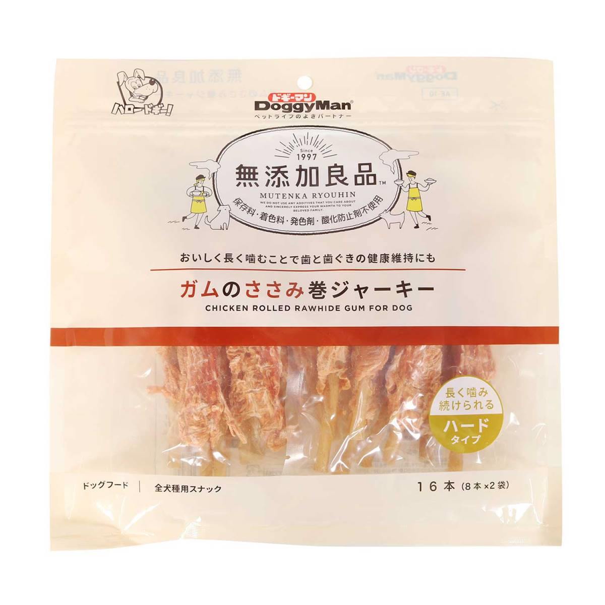 ドギーマン 無添加良品　ガムのささみ巻ジャーキー 16本(8本X2袋)
