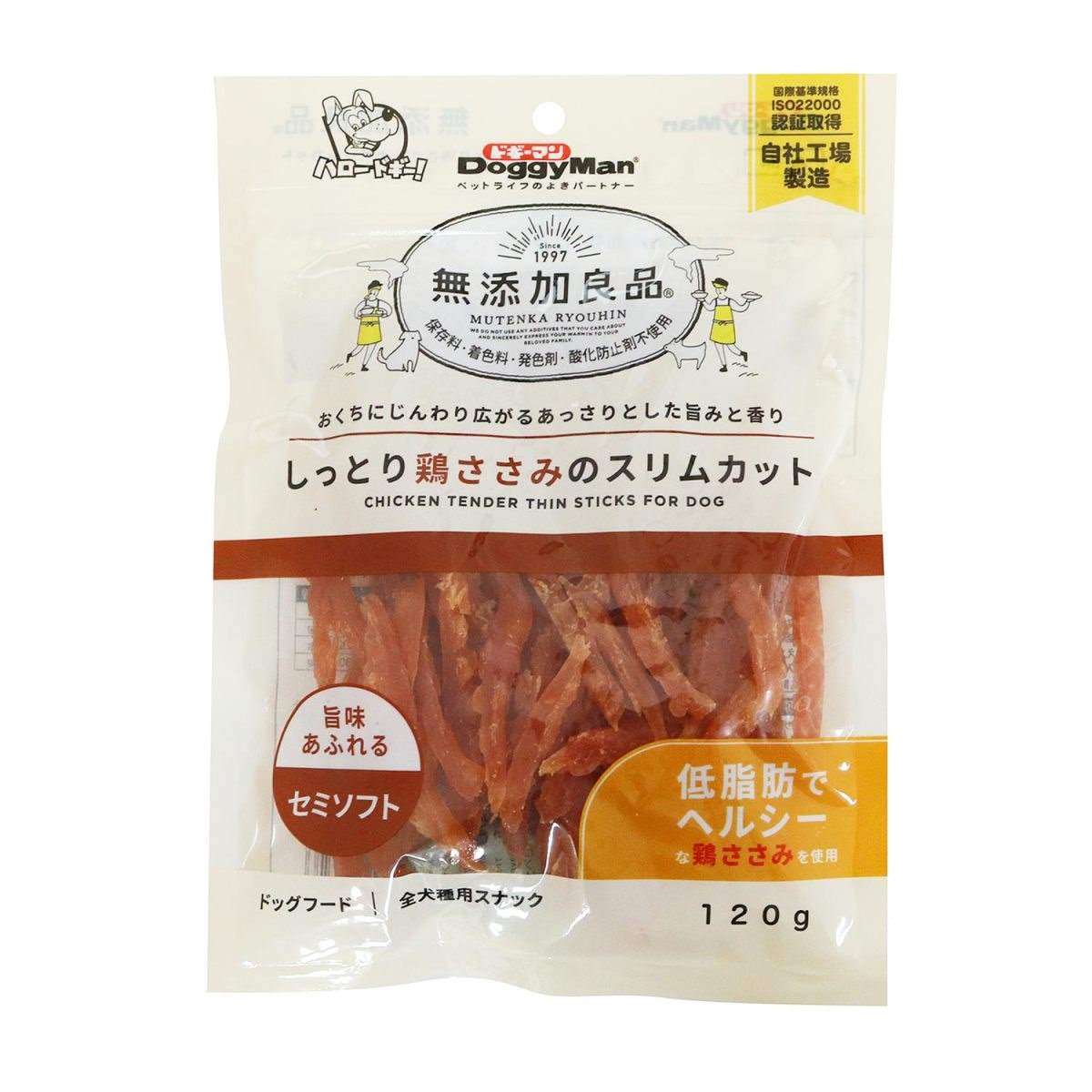 ドギーマン 無添加良品　しっとり鶏ささみのスリムカット 120g