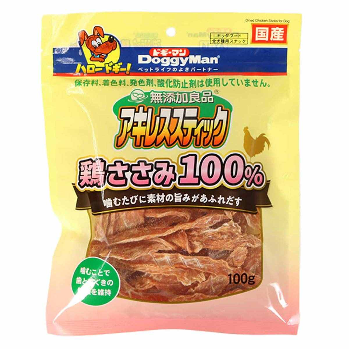 ドギーマン 無添加良品　アキレススティック　鶏ささみ100% 100g