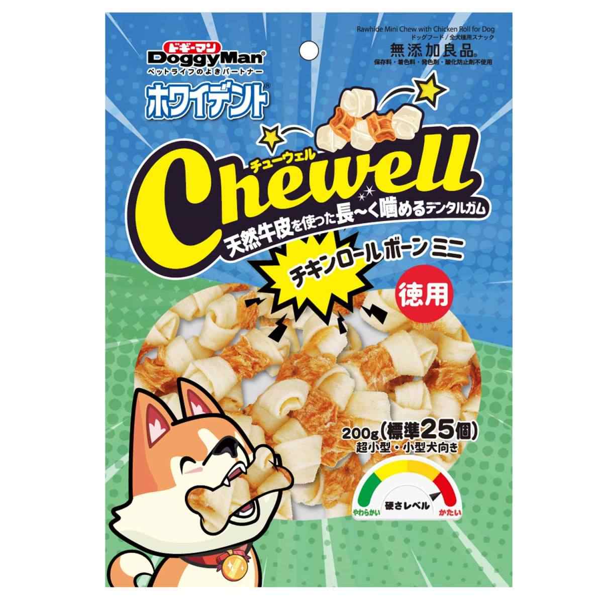 ドギーマン ホワイデント　CheweLL　チキンロールボーンミニ　徳用 200g(標準25本)