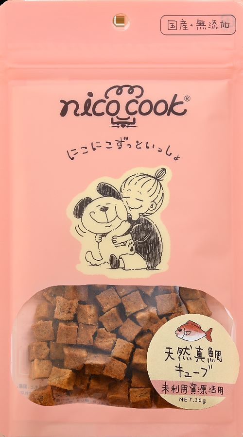 nico cook 国産 天然 真鯛キューブ 犬猫兼用 30g