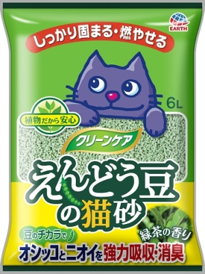 クリーンケア えんどう豆の猫砂 緑茶の香り 6L