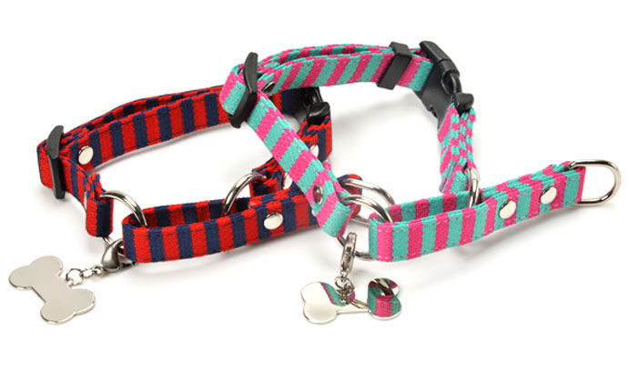 Dog Amo.k ハーフ チョーク しましま S/M/L レッド/グリーン （ S レッド ）