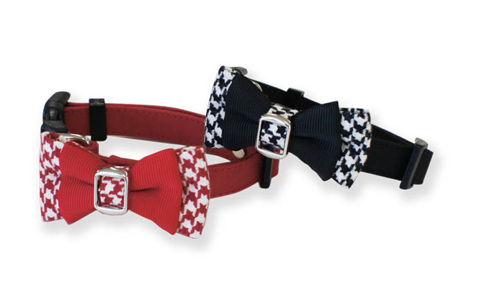 Dog Amo.k カラー 千鳥 リボン S ブラック