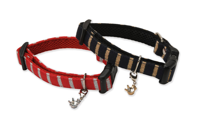 Dog Amo.k カラー ストライプ ダイヤ L レッド