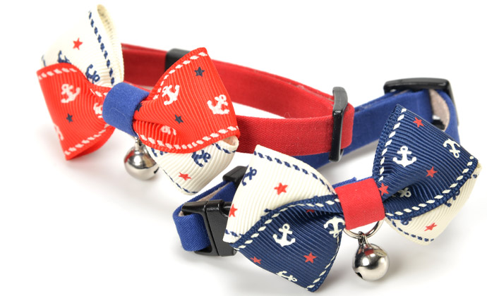 Cat Amo.k カラー アンカー リボン S/M レッド/ネイビー （ S レッド ）