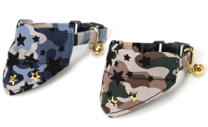 Cat Amo.k バンダナ 星 と 迷彩 S/M カーキ/グレー （ S カーキ ）