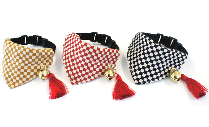 Cat Amo.k バンダナ 市松 S イエロー