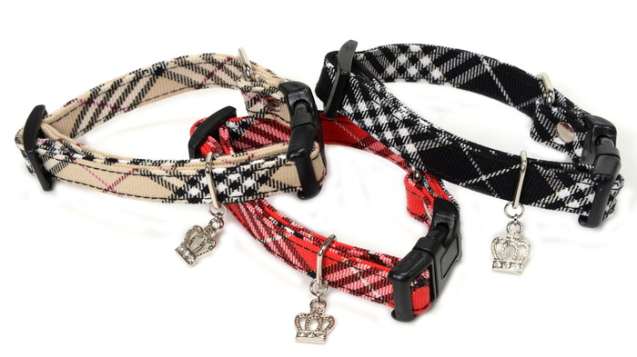 Dog Amo.k カラー クラウン チェック S/M/L レッド/ベージュ/ブラック （ S レッド ）