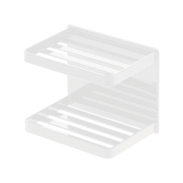 マグネットバスルーム ソープトレー 2段 タワー ホワイト/ブラック（ホワイト）