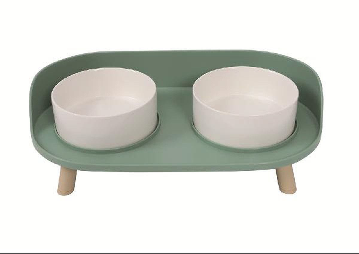 Petifam 陶器製スタンド付き ダブルボウル